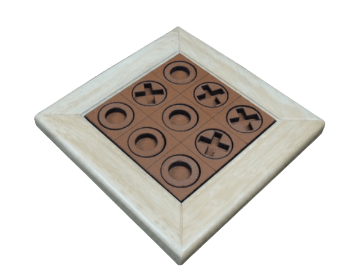 "JOGO DA VELHA MADEIRA NATURAL RECOURO CARAMELO 23x23x2,5cm"