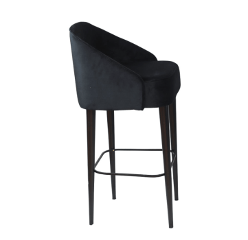 BANQUETA CURVA VELUDO PRETO PE MD PRETO 48x99x40cm