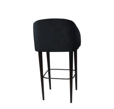 BANQUETA CURVA VELUDO PRETO PE MD PRETO 48x99x40cm